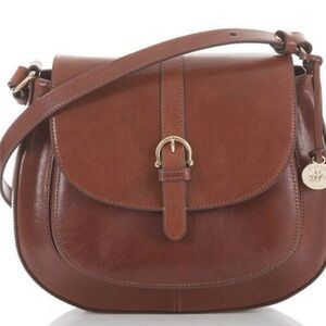 Brahmin Addilyn Topsail Cognac + original dust bag saddle bag Retired